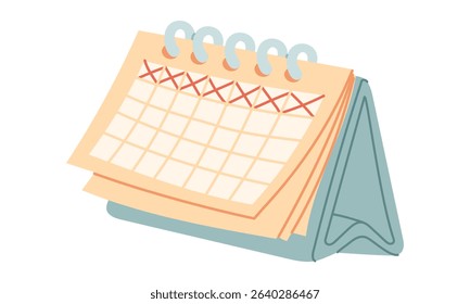 desktop calendar is elongated. Paper with rings. flat color illustration is suitable for medical websites, applications, posters about health, fitness, cardiology, disease prevention, cardiac activity