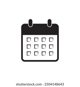 Desktop calendar isolated on white background. Calendar vector, icon, silhouette. Calendar icon, symbol design for logo, app, website. Vector illustration.