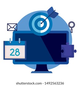 desktop with calendar and target