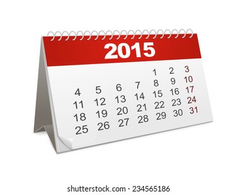 Desktop calendar for year 2015 vector illustration