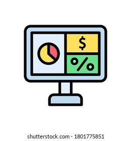 Desktop, chart, dollar icon. Simple color with outline vector elements of economy icons for ui and ux, website or mobile application
