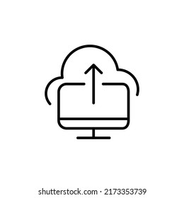 icono de trazo modificable de escritorio a nube, icono de trazo inteligente