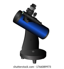 desktop compact telescope in blue on a black wooden stand