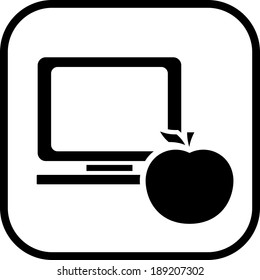 Desktop computer and apple vector icon