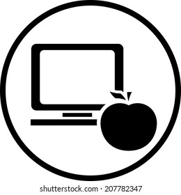 Desktop computer and apple vector icon