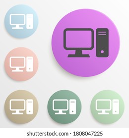 desktop computer badge color set. Simple glyph, flat vector of web icons for ui and ux, website or mobile application