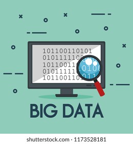 desktop computer with big data icons