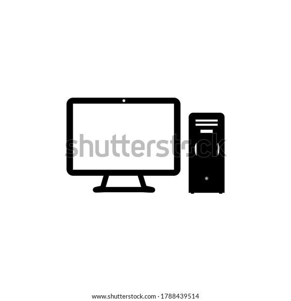 Desktop Computer Black Icon On White Stock Vector (Royalty Free ...