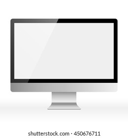 Desktop Computer with Blank White Screen - Silver desktop computer with blank, white screen. Eps10 file with transparency.