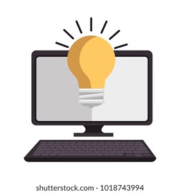 desktop computer with bulb