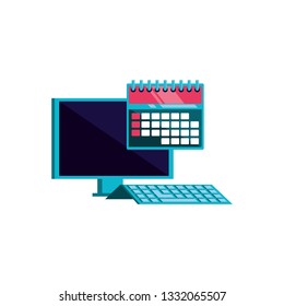 desktop computer with calendar reminder