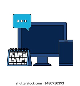 desktop computer with calendar reminder