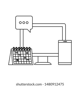desktop computer with calendar reminder