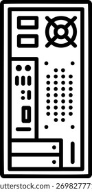 Desktop Computer Case Back Panel Outline Icon