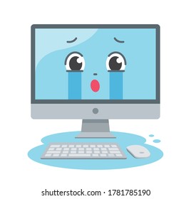 Desktop Computer Character Facing Front Illustration Stock Vector ...