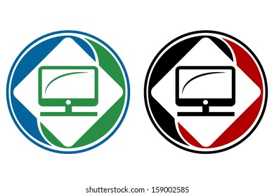 Desktop computer color icon