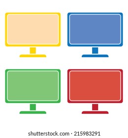 desktop computer colored set vector 