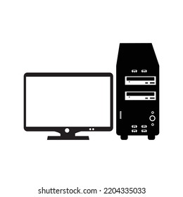 Desktop computer complete set icon | Black Vector illustration |