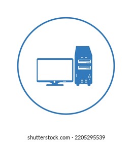 Desktop computer complete set icon | Circle version icon |