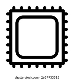 Icono de CPU de la computadora de escritorio. Componente de hardware de PC. Estilo de contorno. 48 x 48 px