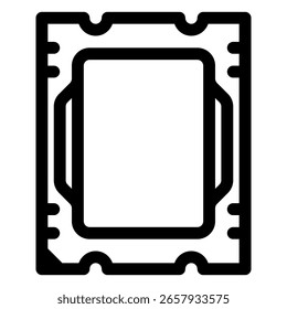 Desktop computer CPU icon. PC hardware component. Outline style. 48x48 px