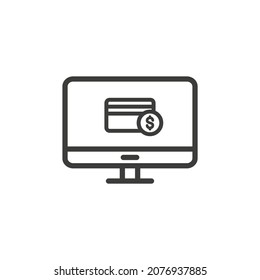 Desktop computer with credit card icon and dollar sign