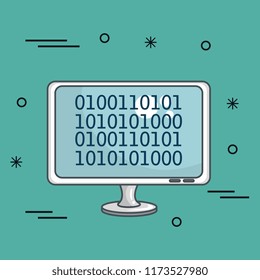 desktop computer with data center icons