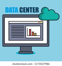 desktop computer with data center icons