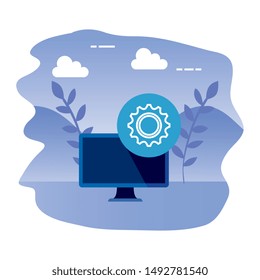 desktop computer device with gears