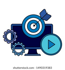 desktop computer device with target and gears