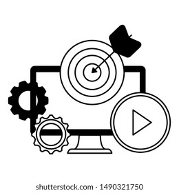desktop computer device with target and gears