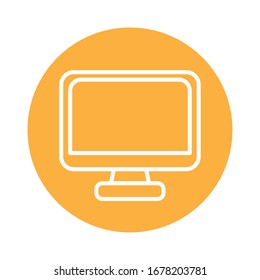 desktop computer display block style icon vector illustration design