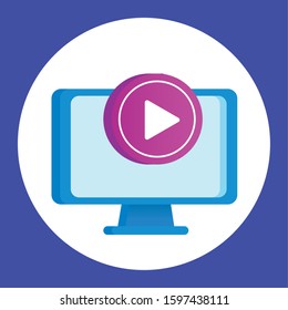 desktop computer display with media player interface vector illustration design