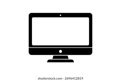 Desktop Computer Display: A Sleek, Minimalist Black and White Icon