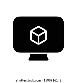 Desktop Computer Display Solid Icon - Modern Technology AR / VR (Augmented Reality / Virtual Reality) Sign