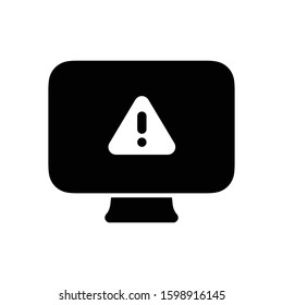 Desktop Computer Display Solid Icon - Danger Warning Error Alert Sign