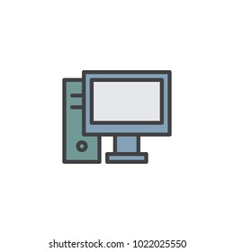 Desktop computer filled outline icon, line vector sign, linear colorful pictogram isolated on white. PC symbol, logo illustration. Pixel perfect vector graphics