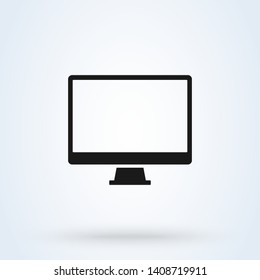 Desktop computer flat style. Vector illustration icon isolated on white background. 