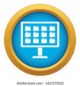 Desktop of computer with folders icon blue vector isolated on white background for any design