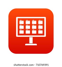 Desktop of computer with folders icon digital red for any design isolated on white vector illustration