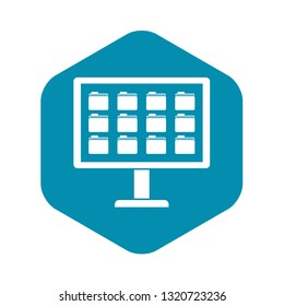 Desktop of computer with folders icon in simple style isolated on white background