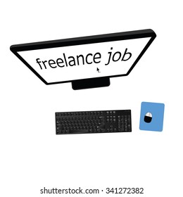 desktop computer freelance job vector illustration
