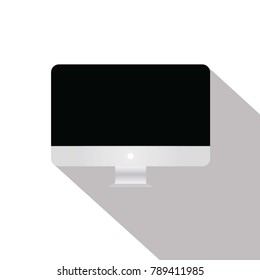 desktop computer gadget blank white screen vector icon silver pc black edges technology icon for your websites and projects eps10 flat shadow