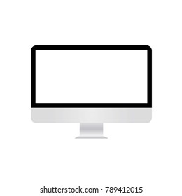 desktop computer gadget blank white screen vector icon silver pc black edges technology icon for your websites and projects eps10