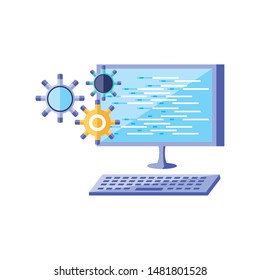 desktop computer with gear pinions