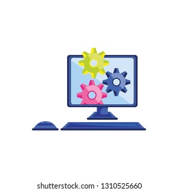 desktop computer with gears configuration