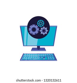 desktop computer with gears icon