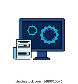 desktop computer with gears settings
