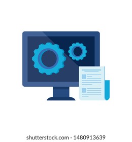 desktop computer with gears settings