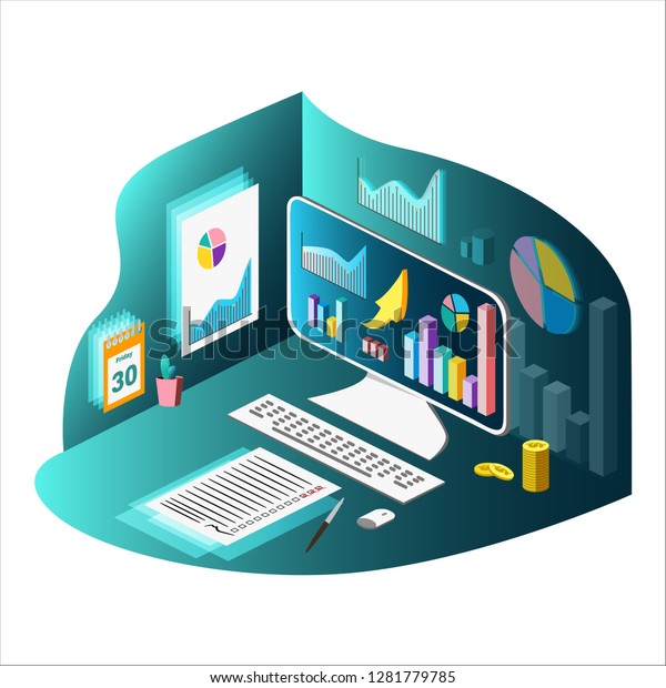 Desktop Computer Growth Graph On Screen Stock Vector (Royalty Free ...